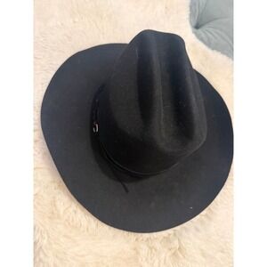 Eddy Bros Western Cowboy Hat Mens 7 1/2 Black Wool Felt Red Good Condition